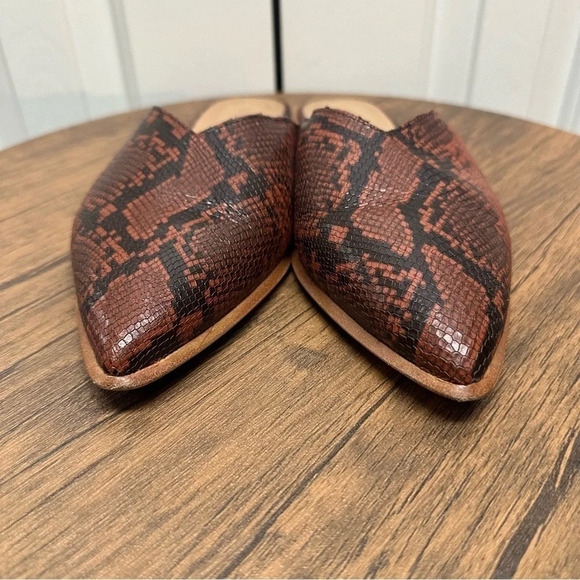 Madewell Mules 8 The Emilia Mule in Snake Embossed Leather Slip On Brown Slides - Picture 4 of 14